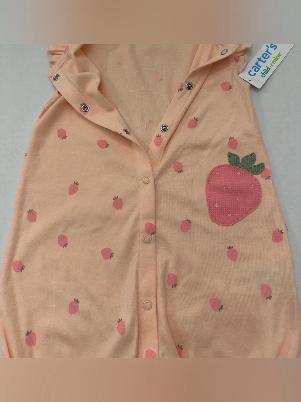 Carter's Child of Mine Baby Girl Peach/Pink Strawberry Bubble Romper,18 Months